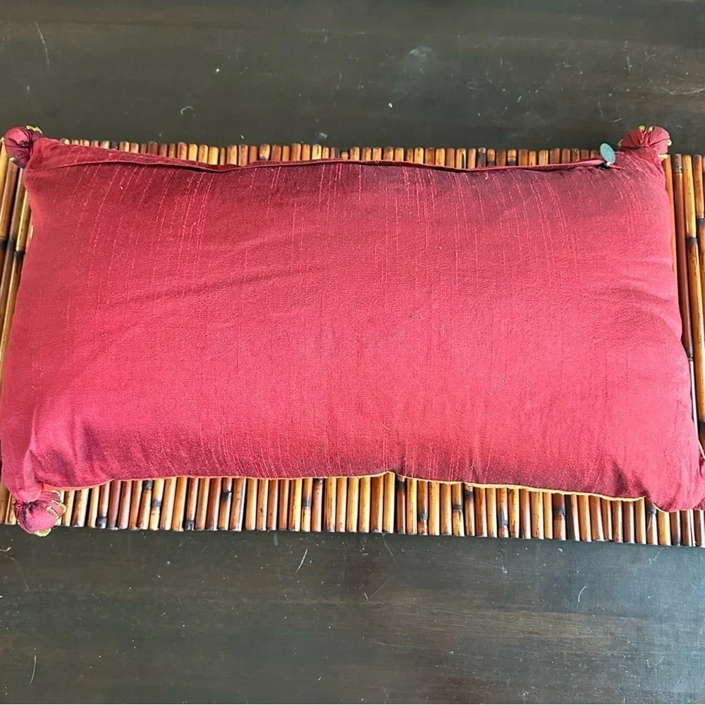 Pier 1 RARE Handmade Embroidered Appliqué Pillow Pom Pom Beaded Accents‎